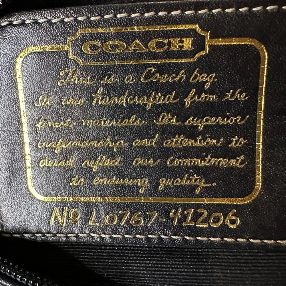COACH SIGNATURE Y2K BLACK POUCH MINI BAG STRIPE TOP HANDLE 41206 - Picture 7 of 8